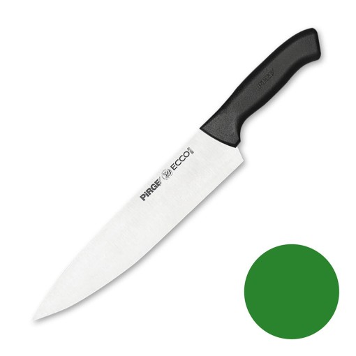 Нож поварской 25 см зеленая ручка Pirge