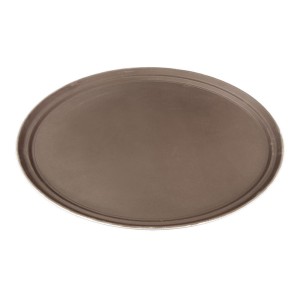 Поднос прорезиненный 36 см круглый коричневый пластик P.L. - BarWare