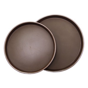 Поднос прорезиненный 40 см круглый коричневый пластик P.L. - BarWare