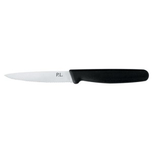 Нож PRO-Line для нарезки, волнистое лезвие, 10 см, пластиковая черная ручка, P.L. Proff